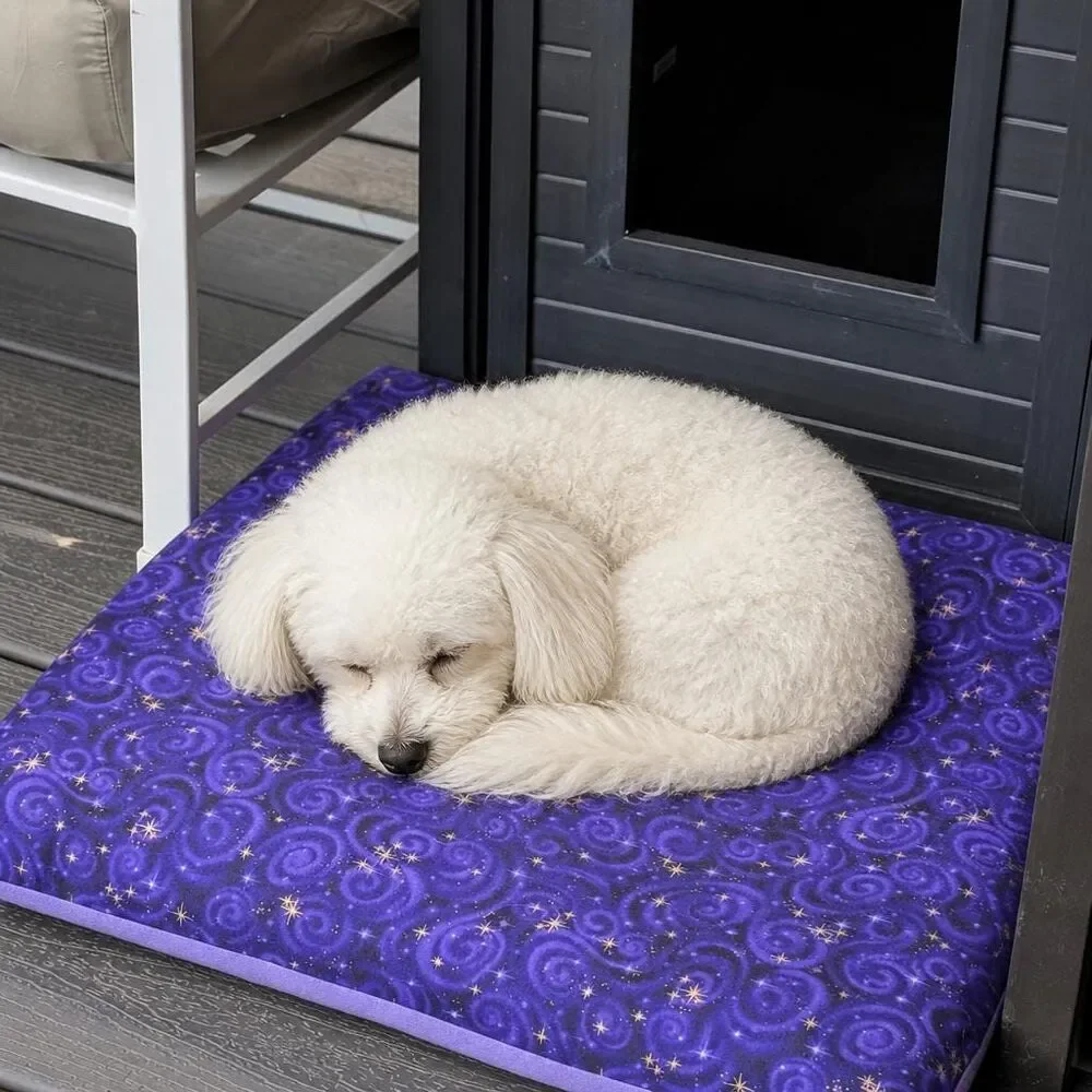 Double Sided Pad Pet Bed - 20 x 22 - Starry Night Cotton and Lavender Fleece NEW